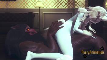 Furry Hentai - Demond Wolf & Artic Fox blowjob and fucked - Japanese Yiff Anime Manga 3D
